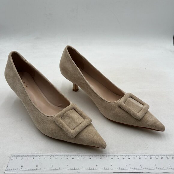 Wo Wagas Women's Nude Pointed Toe Pumps KItten Heels Wedding Party Dress Shoes - Picture 3 of 7